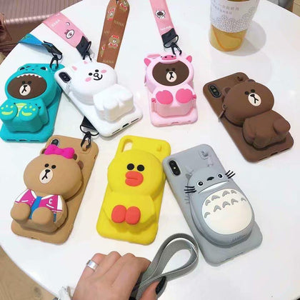 ORYKSZ 3D Cartoon Totoro Hand with Phone Case For iPhone 6 6s 7 8 Plus Cases For iPhone X XR XS Max Silicone Back Cover Fundas