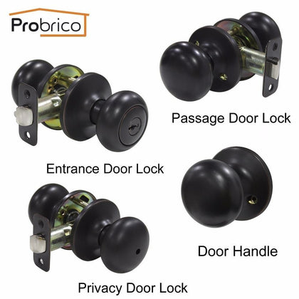 Probrico Round Stainless Steel Entrance/Privcy/Passage/Door Handle Door Lock Oil Rubbed Bronze Door Knob DL5766ORB