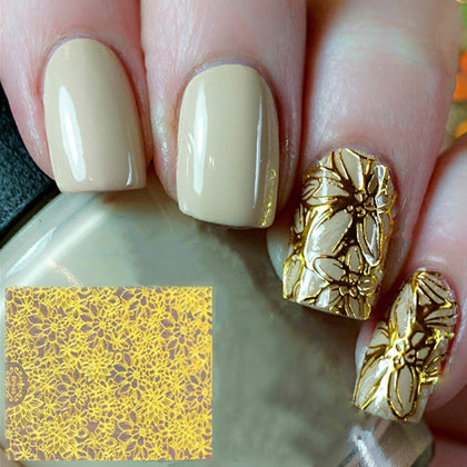 Nail sticker leaf lace design nail applique beauty foil decoration embossed 3D nail sticker flower blooming 3D nail art sticker 