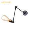 Wall Light Edison Light Bulb Long Arm Switch Wall Lamp Loft American Country Lighting  Retro Industry Vintage Iron Wall Lamps (Black No Bulb)