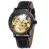 Shenhua Top Brand Luxury Automatic Golden Bridge Mechanical Watch Leather Strap Skeleton Watches Relogio Masculino