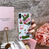 Jamular Epoxy Real Dry Flower Phone Cases For Iphone Xs Max 8 6 6S Plus Clear Soft Back Cover For Iphone X Flamingo Leaf Fundas