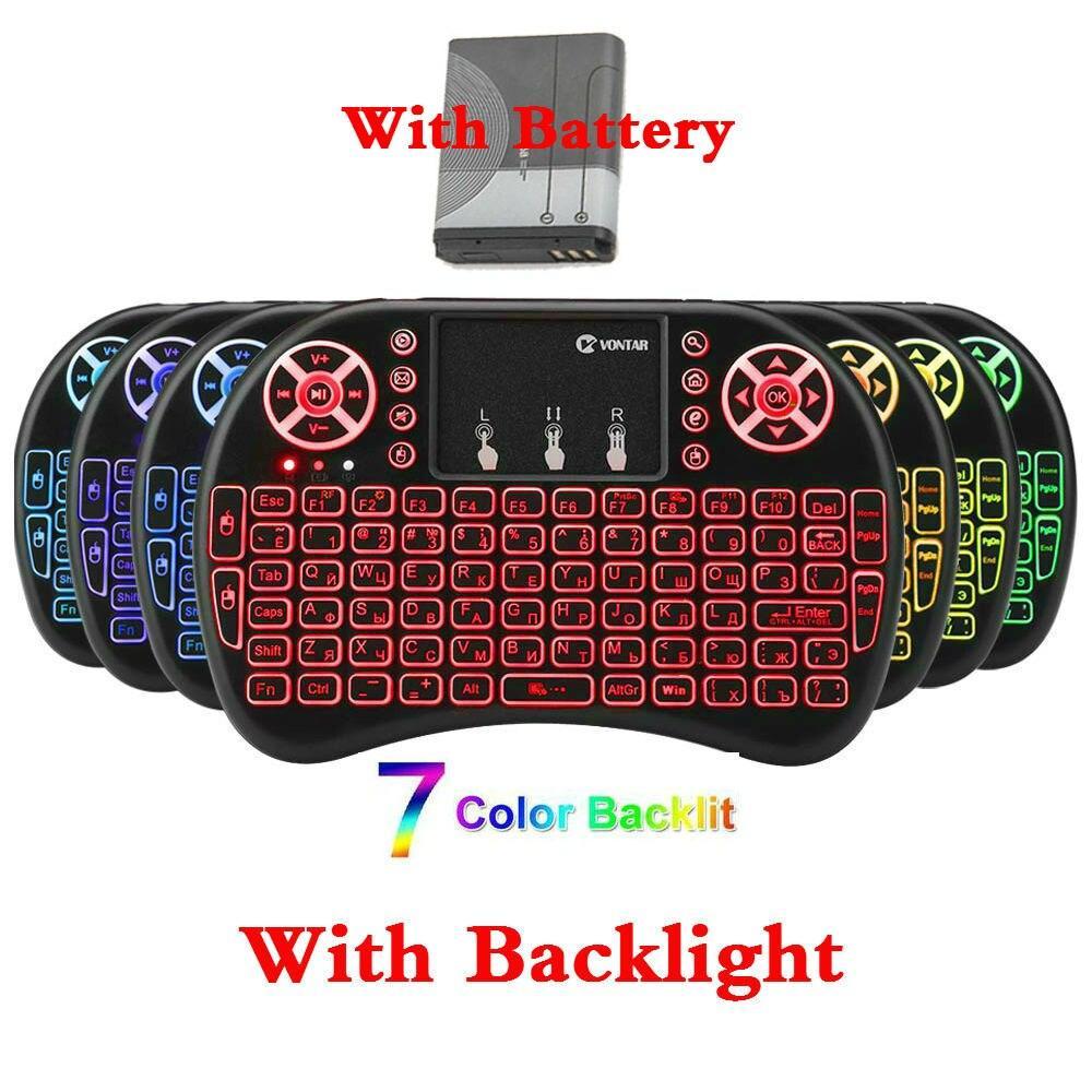 7 Color Backlight Mini I8 2.4Ghz Wireless Keyboard Russian Spanish English French Version Touchpad I8 Backlit For Android Tv Box