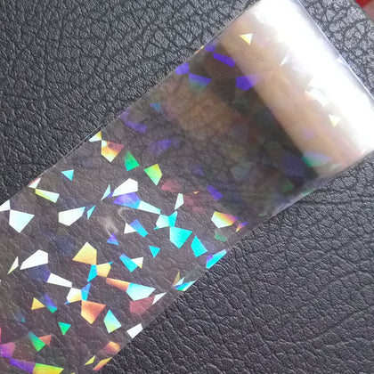 Fashion Clear Nail Transfer Film Holo Irregular Triangle Pattern Holographic Nail Foil Sticker 100cm SK020