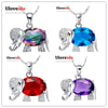 Us Stock Good Luck Red Blue Stone Necklace Women Elephant Necklaces Pendants Vintage Silver Color Collier Chain Uloveido N741