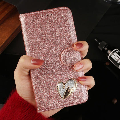 Glitter Luxury Leather Cover Diamond Rhinestone Case For iPhone X XS Max XR Case Flip Wallet iphone 6 6S 7 8 Plus Phone Case