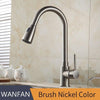 Kitchen Faucets Brass Brushed Nickel 1 Hole Kitchen Sink Faucet Single Lever Pull Out Rotate Spray Deck Mixer Tap Crane 408906Sn
