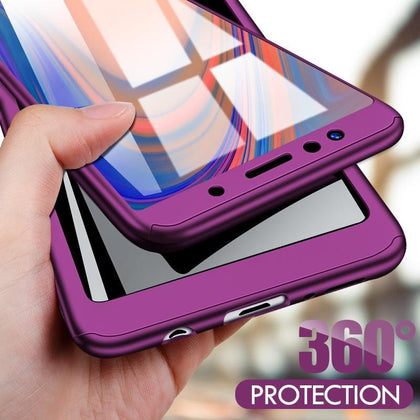 ZNP 360 Shockproof Phone Case For Samsung Galaxy A3 A5 2017 A7 2018 A8 Plus Full Cover Cases For Samsung J4 J6 Plus Case + Glass
