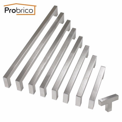 Probrico Square Bar Cabinet Handle 12mm*12mm Stainless Steel Hole Space 96mm~320mm Kitchen Door Knob Drawer Pull PDDJ27HSS