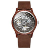 Ik Colouring Men Watch Fashion Casual Wooden Case Crazy Horse Leather Strap Wood Watch Skeleton Auto Mechanical Male Relogio