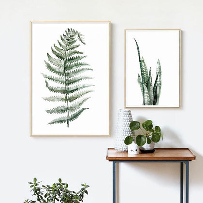 ART ZONE Tropical Plant Leaves Canvas Art Print Poster Nordic Green Plant Wall Pictures Kids Room Large Painting No Frame