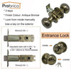 Probrico Antique Bronze Round Door Locks Security Interior Door Handle For Toilet Bathroom Bedroom  Laundry Children'Room