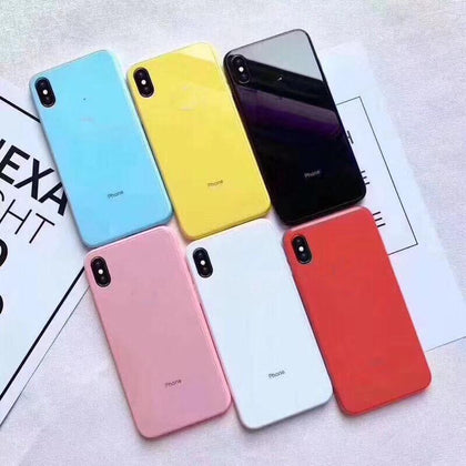 Macaron Tempered Glass Case For iPhone Xs Max XR 8 7 7P 6s 6 Plus X Phone Cases Fashion Back Cover Protective Shell