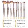Diolan 10Pcs Full Professional Makeup Brushes Sets & Kits Size Foundation Synthetic Hair Champagne Gold Brushes Pennelli Trucco