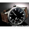 Free Shipping 44Mm Classic Black Dial Parnis Luminous Makrs Asia 6497 Movement Mechanical Watches Hand Winding Mens Watch Pa01