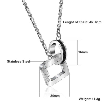 US STOCK Uloveido Necklaces Pendants Couple Necklace for Men and Women Heart and Square Paired Pendant Valentines Day Gift SN048