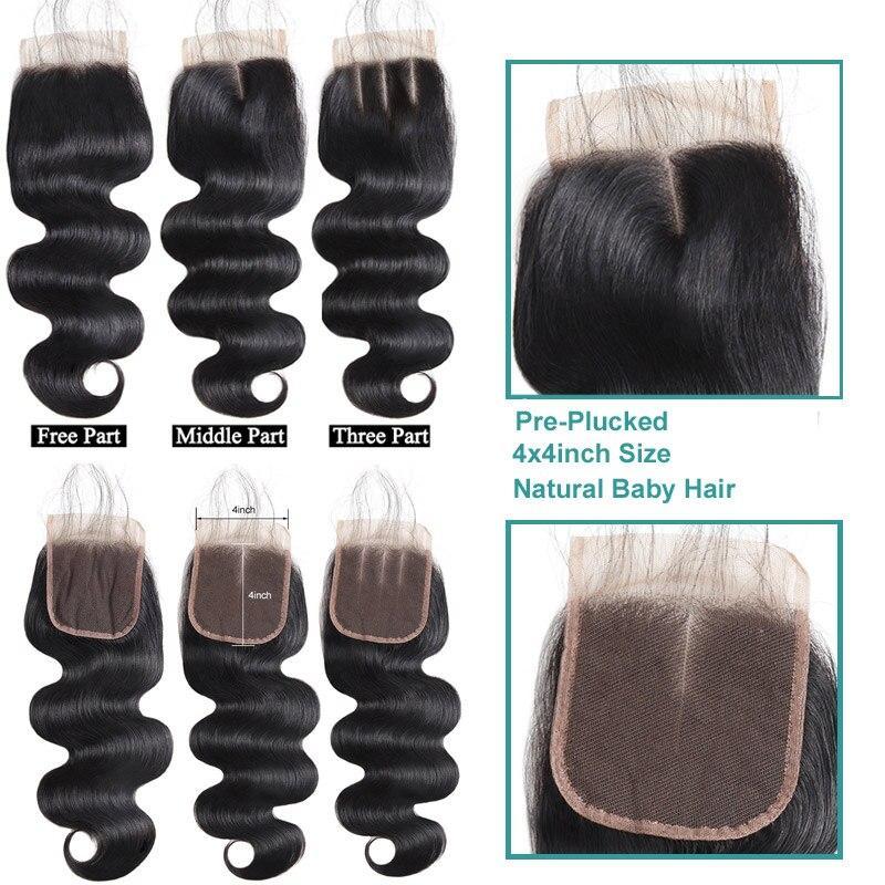 Brazilian Body Wave Sew In With Closure 100 Human Hair Bundles With Closure 2/3 Bundles And Closure Deals Allove Non Remy Hair