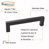 Probrico 5 Pcs Black Cabinet Handle 12Mm*12Mm Square Bar Stainless Steel Kitchen Door Knob Furniture Drawer Pull Pddjs12Hbk