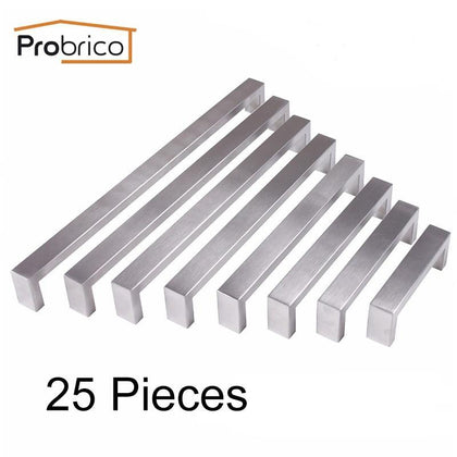 Probrico  25 Lot Cabinet Handles And Pulls Stainless Steel Furniture Hardware Dor Door Kitchen Cupboard Bathroom Drawer Chest