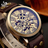 Vintage Skeleton Mechanical Automatic Wrist Watch Men 2018 Shenhua Mechanical Steampunk Watches Self Winding Mens Leather Watch