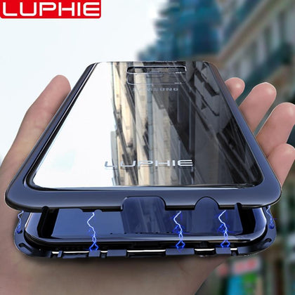 LUPHIE for Samsung Galaxy S9 S8 Plus S7 Edge Note 8 Note 9 Case Original Brand-New Magnetic Aluminum Metal Frame Tempered Glass