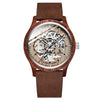 Ik Colouring Men Watch Fashion Casual Wooden Case Crazy Horse Leather Strap Wood Watch Skeleton Auto Mechanical Male Relogio