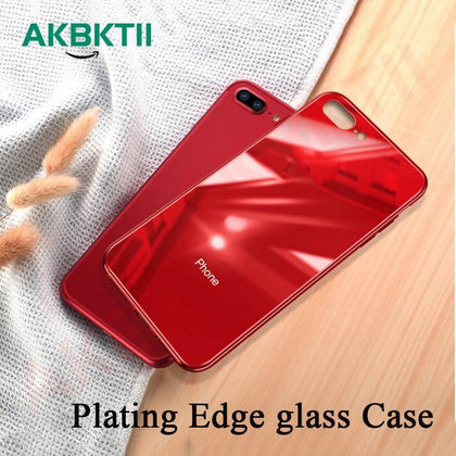 AKBKTII for iPhone xr Case luxury Plating Edge glass Case for iPhone 7 case 6 8 plus Back Tempered Glass for iPhone XS MAX Cover