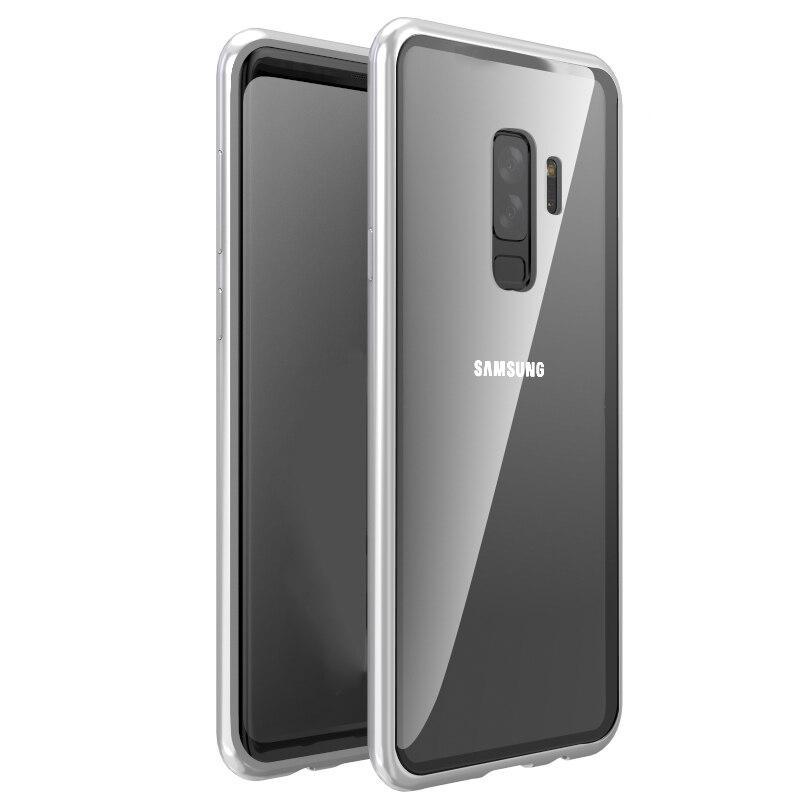 Magnetic Adsorption Phone Case For Samsung Galaxy S9 S8 Plus Note 9 8 Metal Magnet Screen Protector Tempered Glass Flip Cover