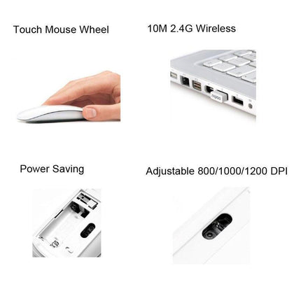 Ergonomic USB Wireless Slim Mouse Touch Wheel Magic Mice 2.4G 800/1000/1200 DPI Optical Mini Mause for Apple Laptop Desktop PC 