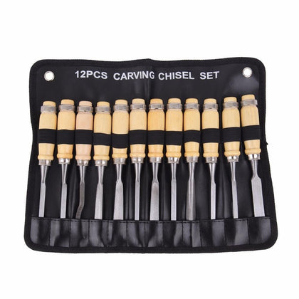12pcs Wood Carving Chisel Hand Tool Set Craft Professional Gouges Woodworking