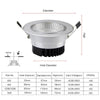 [Dbf]Silver Housing Led Cob Downlight Dimmable Ac110V/220V 6W/9W/12W/15W/18W Recessed Led Spot Light Decoration Ceiling Lamp