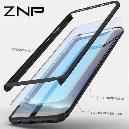 ZNP 360 Degree Full Cover Protection Case For Samsung Galaxy S9 S8 Plus Note 8 Case For Samsung S8 Note 8 Screen Protector Film