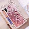 Pink Love Heart Glitter Phone Case For iPhone XS Max X XR Liquid Quicksand Case for iPhone 5S 6S 6 7 8 Plus Cover Bling Sequins