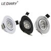 Lediary 110V-220V Led Spot Downlights 3W 55Mm Hole White/Silver/Black Indoor Living Room Down Lights Led Ceiling Recessed Lamp