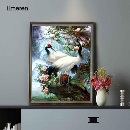Hand painted Birds Red-crowned Crane Painting By Numbers Paint Kits Oil Painting Number Canvas Pictures Living Room Office Decor