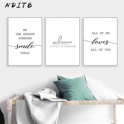 Black White Motivational Love Quote Canvas Posters Inspirational Minimalist Print Wall Art Painting Nordic Decoration Pictures