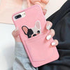 Lovely Pink Cartoon Bulldog Pocket Phone Cases For Iphone X 8 8 Plus 7 6 6S Plus Case Cute 3D Lace Dog Soft Silicon Back Cover