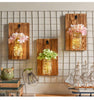 Ins Rustic Mason Jar Wall Sconces With Led Fairy Lights & Flowers For Country Home Wedding Cafe Bar Wall Bedroom Decoration
