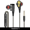 Ptm Double Unit Drive Earphone With Volume Control Subwoofer Gaming Headsets Sport Earbuds Headphones For Phone Fones De Ouvido