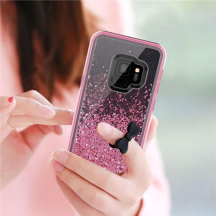 Luxury Quicksand Hard Case TPU Pink For Samsung Galaxy S9 Plus Case For Samsung S9 Plus Cases Glitter Bling Liquid Cover S9plus