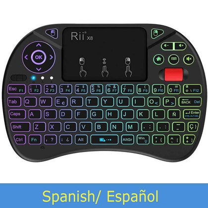 Rii i8x Backlit rgb 2.4GHz Wireless Keyboard x8 Air Mouse Russian Spanish English Handheld Touchpad gaming for Android TV box PC
