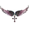 Yacq Angel Wing Cross Choker Necklace Guardian Women Biker Crystal Jewelry Gifts Her Girl Silver Color Nc01 (18+2)"