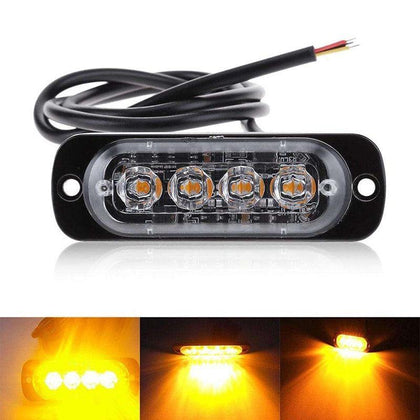 12V - 24V 4 Led Strobe Warning Light Strobe Grille Flashing Lightbar Truck Car Beacon Lamp Amber Yellow White Traffic light