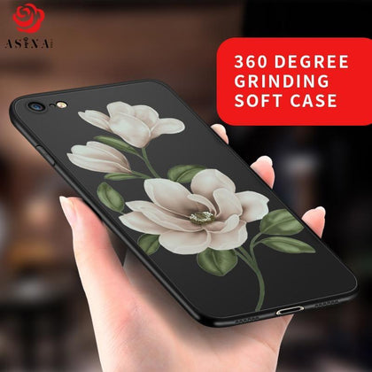 360 Degree Full Cover Case For iPhone 8 Case Flower Cover Bumper For iPhone 6 6s 7 8 Plus X Shockproof Fundas 3D Relief Coques
