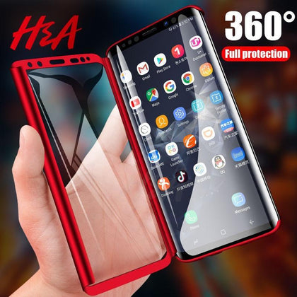H&A 360 Full Cover Case For Samsung Galaxy S8 S9 Plus Protective Case Note 9 8 S7 Edge Phone Case For Galaxy S10 Plus Lite Glass