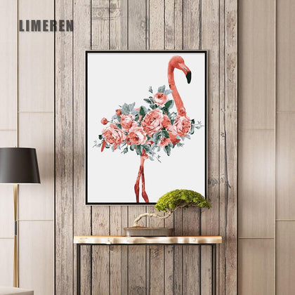 Oil Painting By Numbers Flower Acrylic Paint Wall Painting Flamingo Picture Coloring By Numbers on Canvas Home Decor