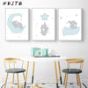 Nditb Cute Cartoon Elephant Moon Canvas Art Painting Posters Prints Decorative Picture Baby Bedroom Nursery Wall Decoration