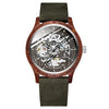 Ik Colouring Men Watch Fashion Casual Wooden Case Crazy Horse Leather Strap Wood Watch Skeleton Auto Mechanical Male Relogio