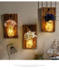 Ins Rustic Mason Jar Wall Sconces With Led Fairy Lights & Flowers For Country Home Wedding Cafe Bar Wall Bedroom Decoration