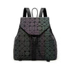 Women Backpack Luminous Geometric Plaid Sequin Female Backpacks For Teenage Girls Bagpack Drawstring Bag Holographic Backpack